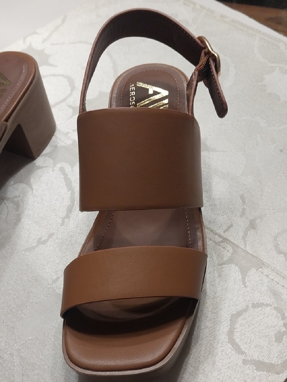 Aerosoles NWT Camilia Platform Sandal Size 9W Cognac 3" Heel Y2K Retro-Chic